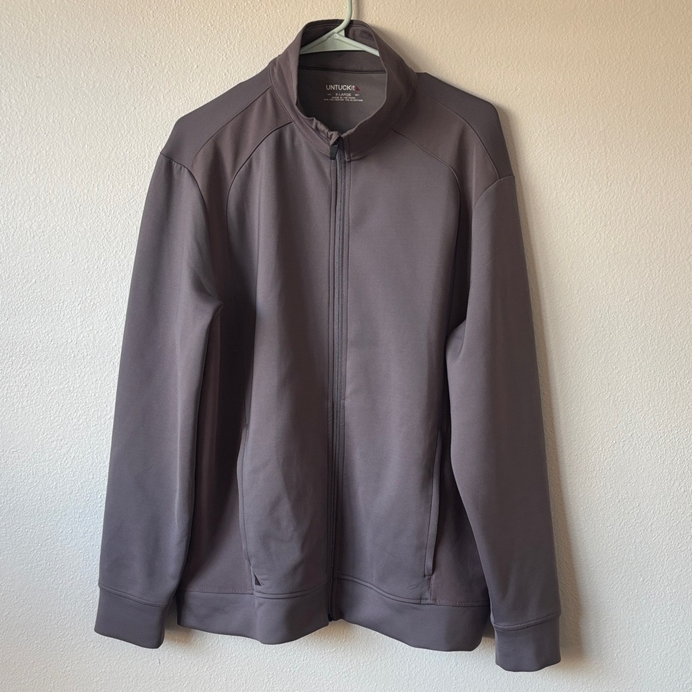 NWOT UNTUCKIT Dwayne Performance Track Jacket Gray Mauve Stretch Size XL